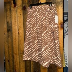 a new day Cream & Brown Zebra-Print Midi Skirt